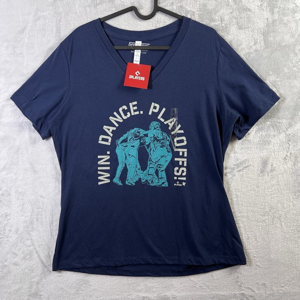Seattle Mariners MLB T-Shirt Women's Large Playoffs Navy Blue Baseball Raleigh